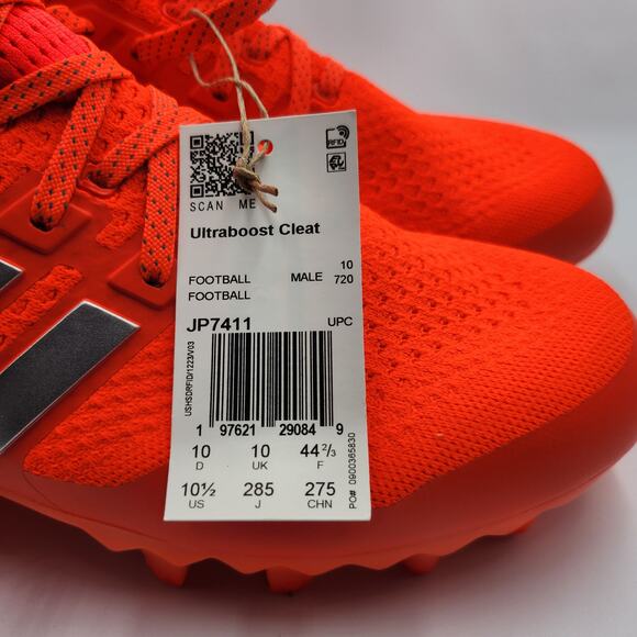 Mens Size 10.5 Adidas Football Cleats Ultraboost Molded Solar Red Silver JP7411 main image 5